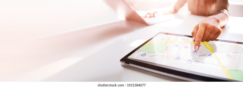 Checking Online GPS Location Map On Tablet