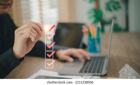 Checklist concept - checklist box with red checkmark,