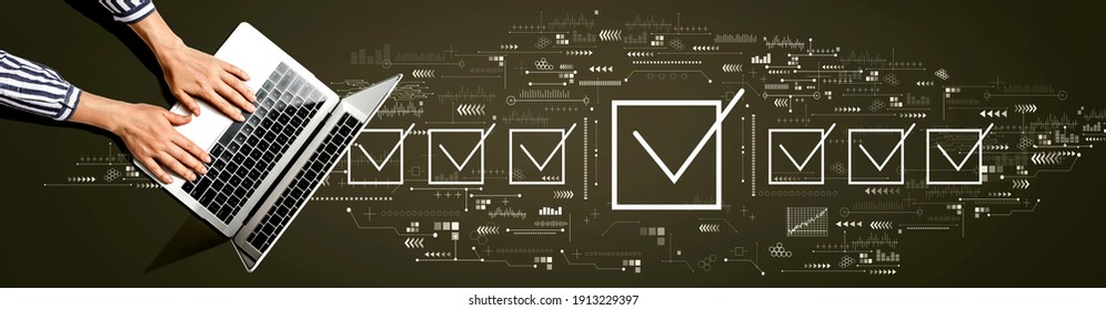 Checklist Concept With Person Using A Laptop Computer
