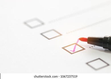 Checklist Concept Red Pen Checkmark On Stock Photo (Edit Now) 1067237519