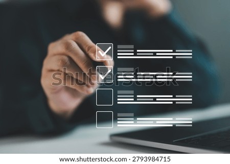 Checklist management and task completion with digital to do list, workflow tracking and progress monitoring. Project management, productivity planning, quality control and business organization.