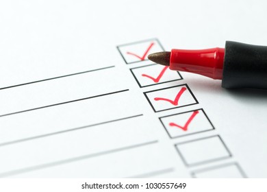 Checklist Marked Red Red Pen Stock Photo (Edit Now) 1030557649