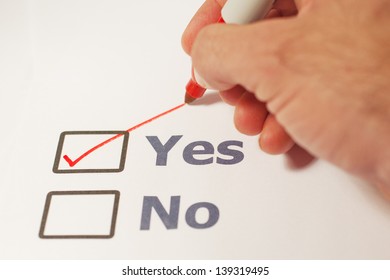 A Checklist With The Options Of Yes Or No