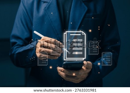 Checklist and task management on mobile device, digital workflow, productivity tracking, business planning, project management, online organization tools for efficient work