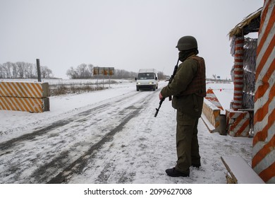 Checkpoint In The Zone Of Military Conflict, Eastern Ukraine, Avdiivka