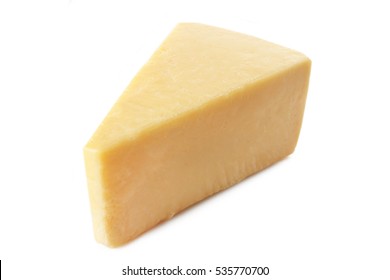 Cheddar Cheese Isolated On A White Background.