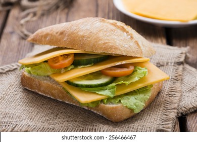 Cheddar Cheese Sandwich (detailed Close-up Shot) On Wooden Background