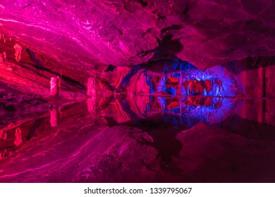 Cheddar Gorge Caves With Reflection