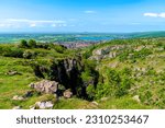 Cheddar Gorge Somerset England UK tourist attraction with beautiful English countryside