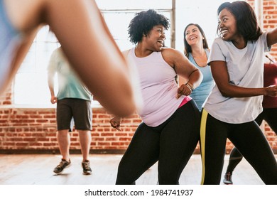 Cheerful Active Women In A Dance Class