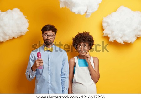 Similar – Image, Stock Photo Happy pregnant woman hugging her stomach