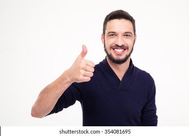 Cheerful Attractive Bearded Man Smiling Showing Stock Photo 354081695 ...