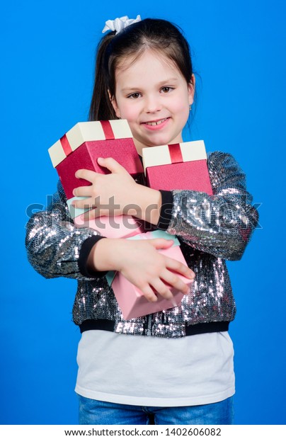 Cheerful Child Little Girl Gift Small Stock Photo Edit Now