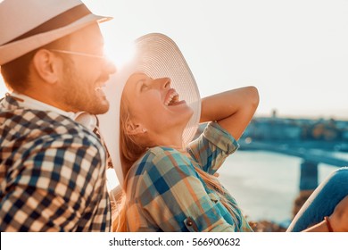 Cheerful Couple Having Fun On Summer Vacation.