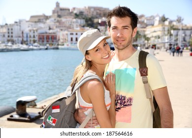 Cheerful Couple Of Tourists Visiting Ibiza