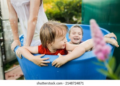 Cheerful Crazy Three Sibling Children Three Stock Photo 2148724871 ...