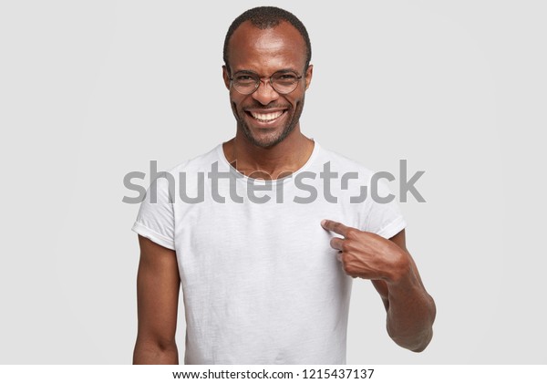 Cheerful Dark Skinned Guy Toothy Smile Stock Photo 1215437137 