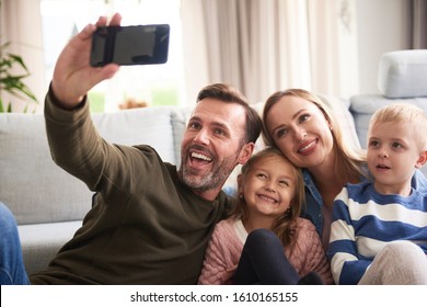 Cheerful Family Took A Selfie 