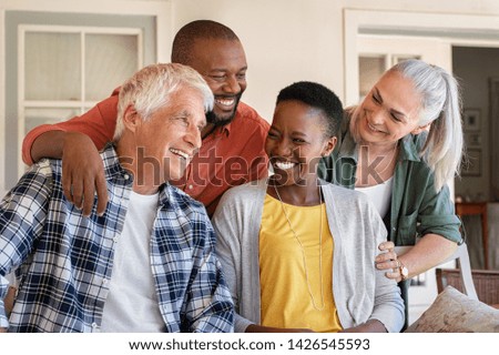 Similar – Image, Stock Photo Group of friends talking on the street