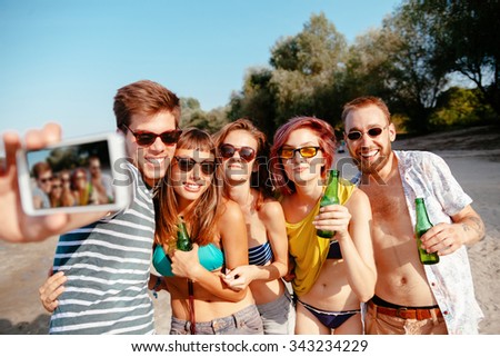 Similar – Image, Stock Photo Group of people having fun in summer party