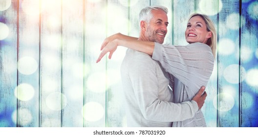 Cheerful Husband Embracing Wife Against Blurred Stock Photo 787031920 ...