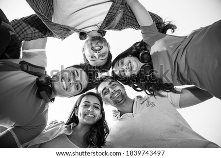 Similar – Image, Stock Photo Group of young people with surfboards having fun outdoors in summer day