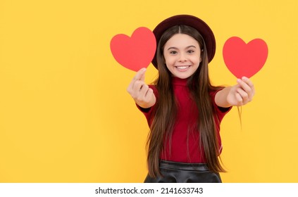 Cheerful Kid With Love Romantic Gift. Sweetheart. Valentines Sale.