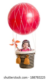 Cheerful Kid On Hot Air Balloon