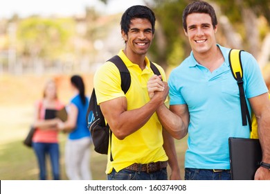 Cheerful Male University Students Brotherhood