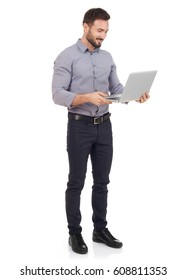 Cheerful Man With Laptop