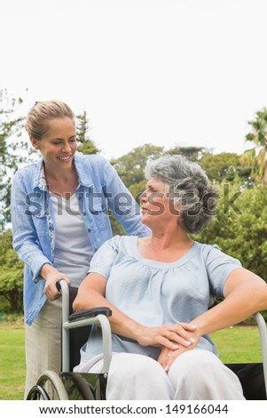 Similar – Senior woman in a wheelchair with her daughter