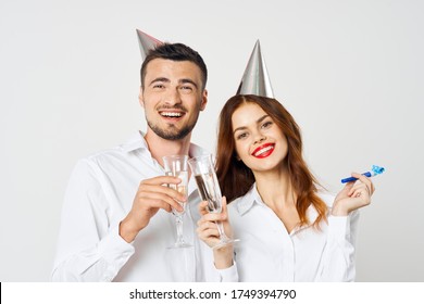 Cheerful Men And Women Celebration Party Joy Champagne