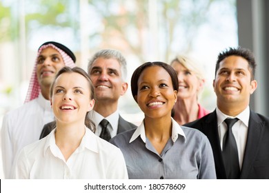 Cheerful Multicultural Business Group Looking Up