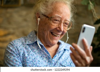 Cheerful Senior Woman Making A Video Call