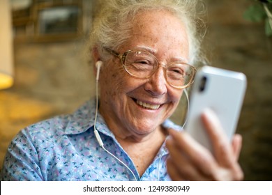 Cheerful Senior Woman Making A Video Call