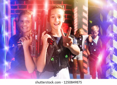 Cheerful Teen Girl Boy Laser Pistols Stock Photo 1250849875 | Shutterstock