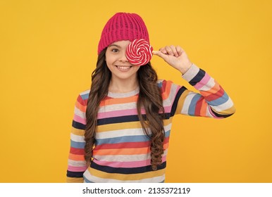 Cheerful Teen Girl With Lollipop Candy, Lollypop