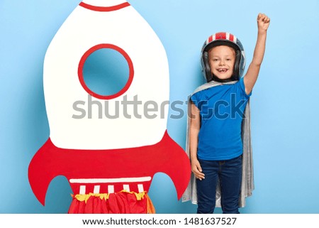 Image, Stock Photo Moon over a small white house on a cliff