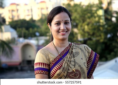 Cheerful traditional Indian woman