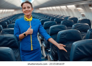 Cheerful Woman Flight Attendant Air Hostess Stock Photo (Edit Now ...