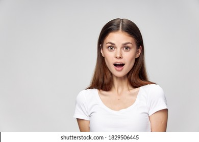 Cheerful Woman Smile White Tshirt Cropped Stock Photo 1829506445 ...