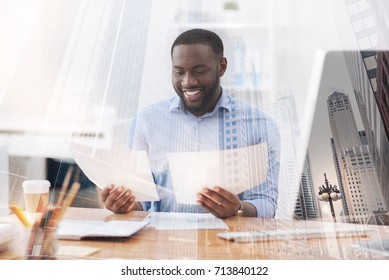 Cheerful Worker Busy With Documents