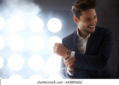 Cheerful young model in the night club - Shutterstock ID 643805602