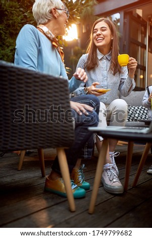 Similar – Group of people having fun in a summer day