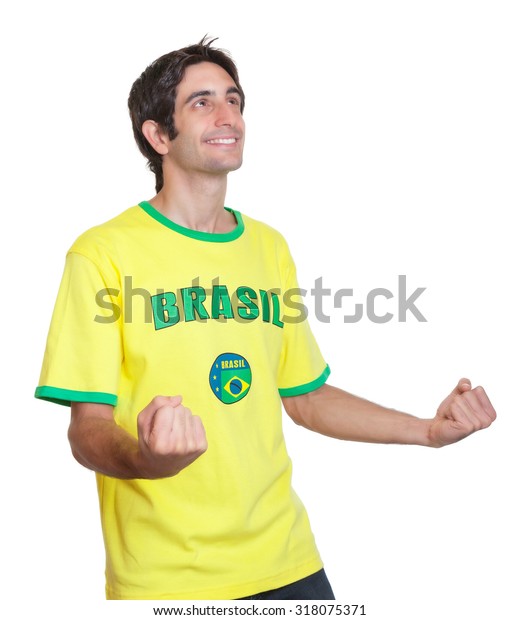 Cheering Brazilian Man Short Black Hair Stock Photo Edit Now