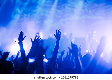 Cheering Crowd Hands Air Music Festival Stock Photo 1061179796 ...