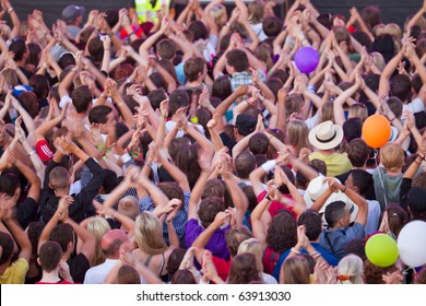 Cheering Crowd Happy Clapping Their Hands