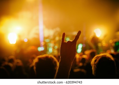 Cheering Crowd Rock Concert Hand Sign Stock Photo 620394743 | Shutterstock