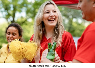 Cheerleader At A Tailgate Party