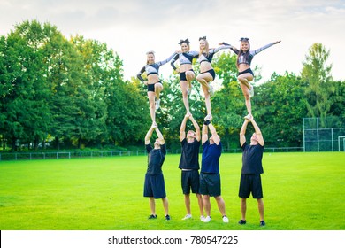 Cheerleader Team Practicing